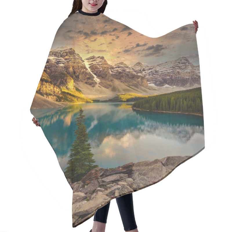 Personality  Landscape View Of Moraine Lake In Canadian Rocky Mountains Hair Cutting Cape