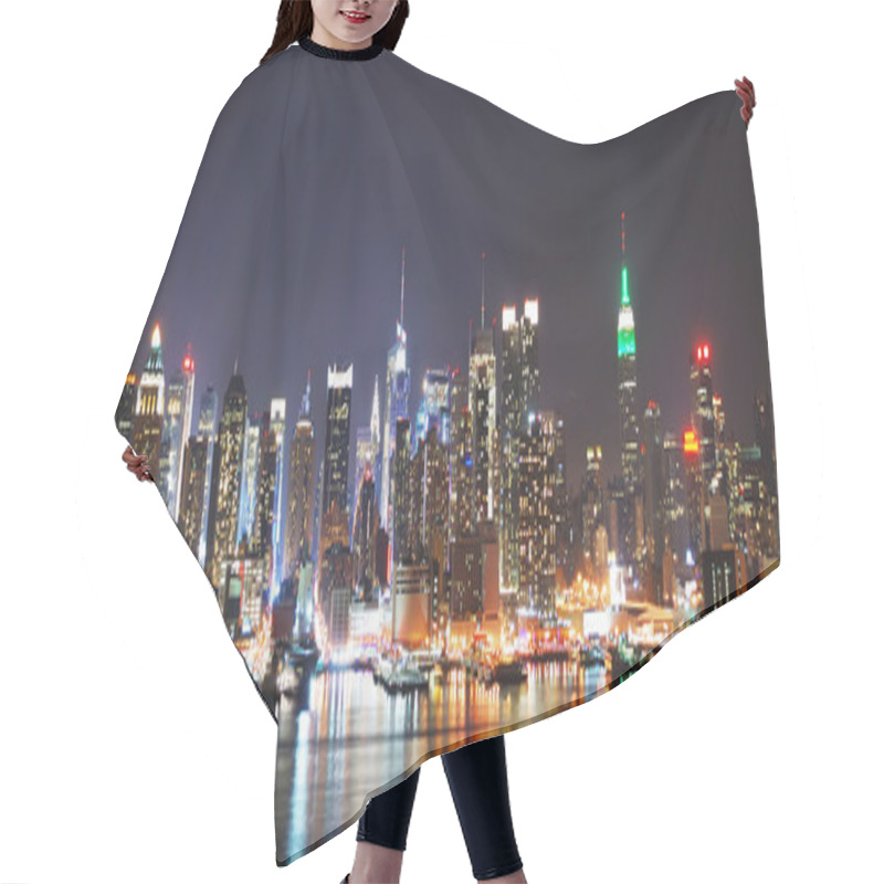 Personality  NEW YORK CITY NIGHT SKYLINE PANORAMA Hair Cutting Cape