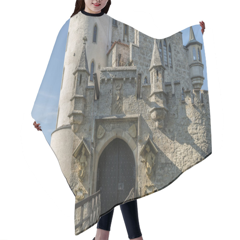 Personality  Lichtenstein Castle, Closeup Of Entrance Gate And Drawbridge Hair Cutting Cape