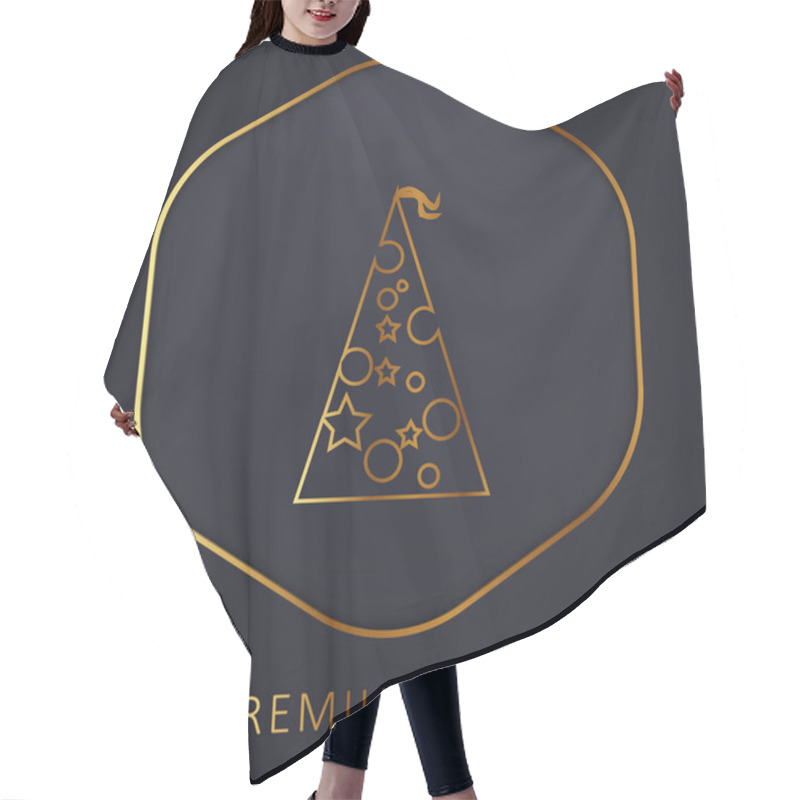 Personality  Birthday Hat With Dots And Stars Golden Line Premium Logo Or Icon Hair Cutting Cape