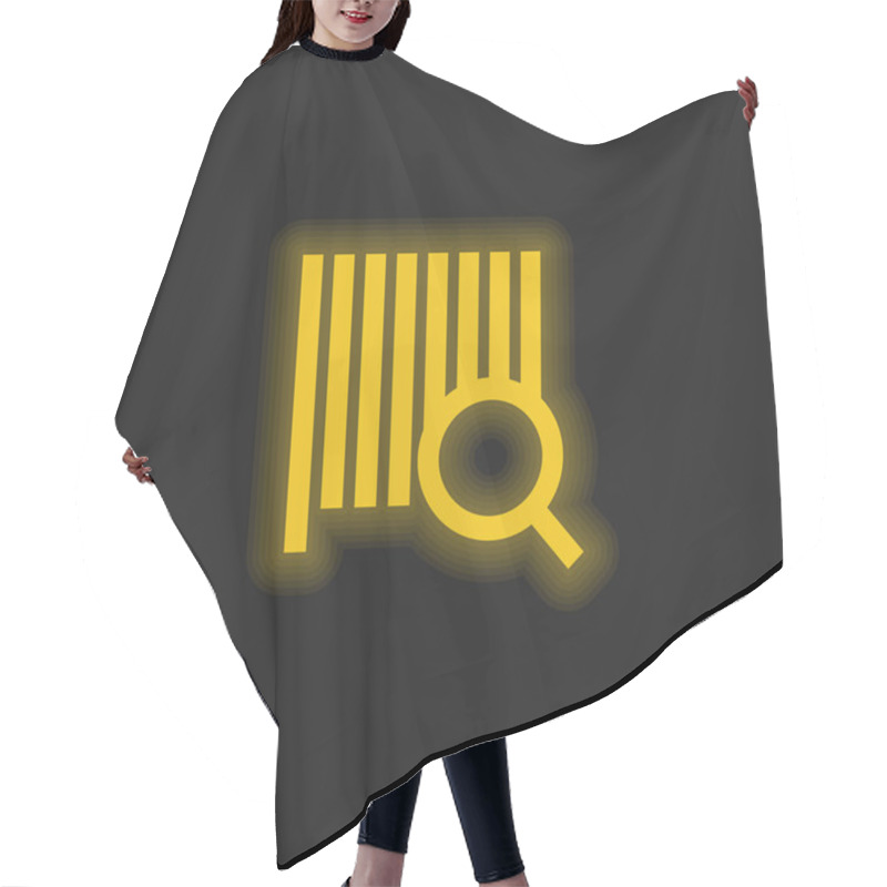 Personality  Bars Code Search Yellow Glowing Neon Icon Hair Cutting Cape