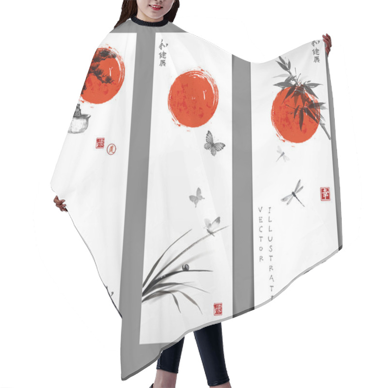 Personality  Sun, Bonsai Tree, Butterflies And Leaves Hair Cutting Cape