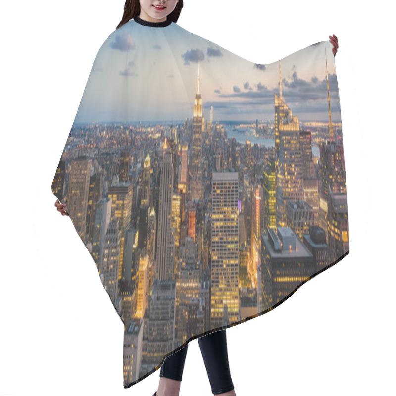 Personality  Panoramic View Of New York City At Sunset Hair Cutting Cape