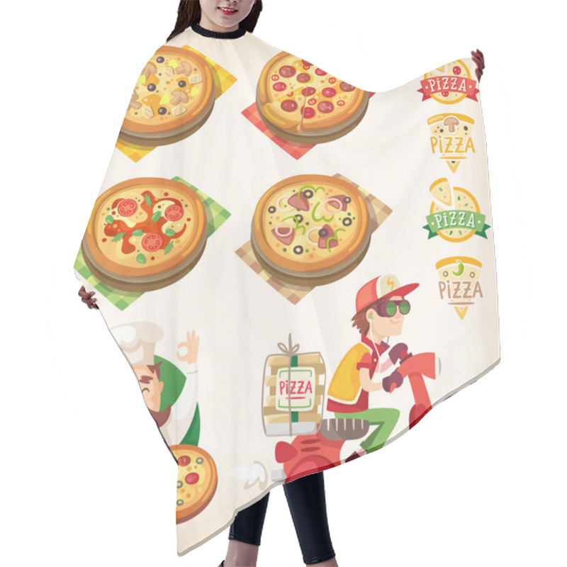 Personality  Pizza Set Hair Cutting Cape