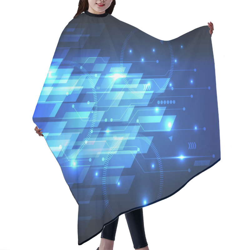 Personality  Abstract Blue Power Cyber Digital Technology Futuristic Background Vector Illustration Hair Cutting Cape