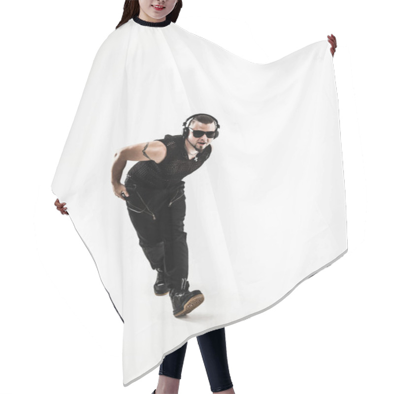 Personality  Best Rapper Dancing Break Dance .photo On A White Background. Hair Cutting Cape