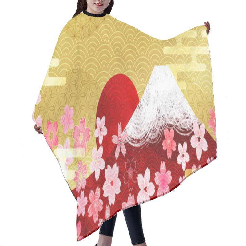 Personality  Mt. Fuji Cherry Blossom New Year's Card Background Hair Cutting Cape