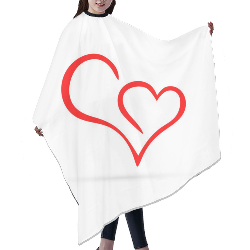 Personality  Linear Red Heart, Hand Drawing Icon, Doodle Stile, Vector Illustration Hair Cutting Cape