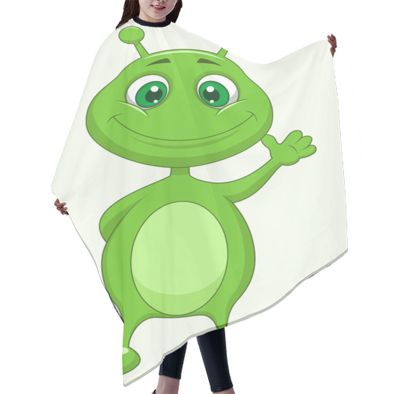 Personality  Cute Green Alien Cartoon Waving Hair Cutting Cape