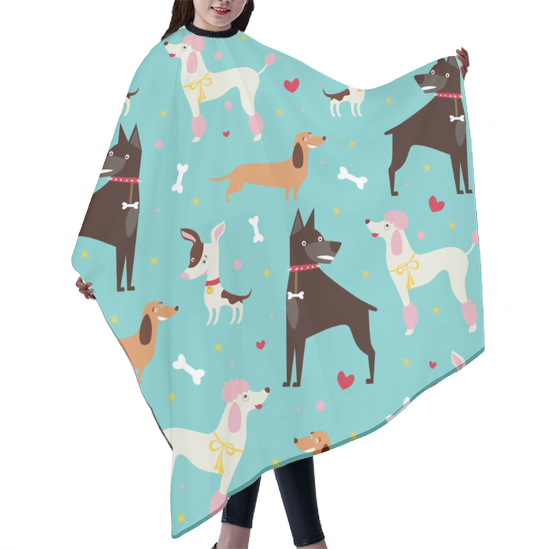 Personality  Cute Seamless Dogs Pattern Hair Cutting Cape