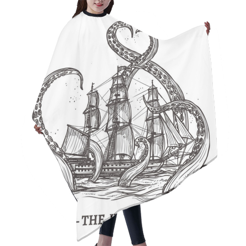 Personality  Ship And Octopus Hair Cutting Cape