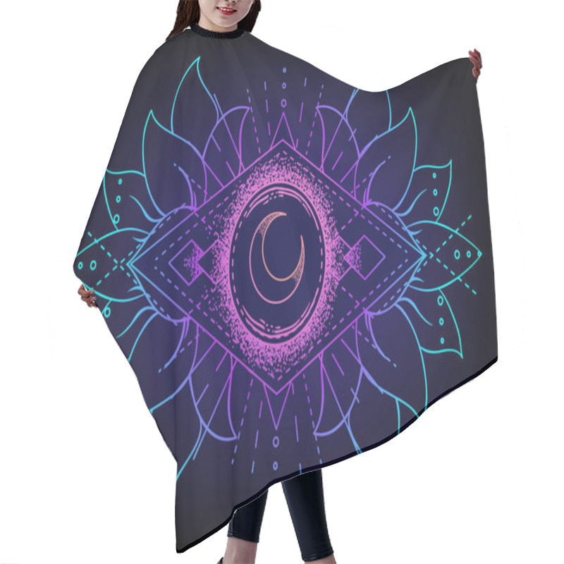 Personality  Sacred Geometry And Boo Symbol Set. Ayurveda Sign Of Harmony And Balance. Tattoo Design, Yoga Logo, T-shirt Textile. Colorful Gradient Over Black. Astrology, Esoteric, Religion. Hair Cutting Cape