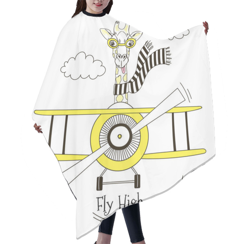 Personality  Giraffe Pilot Flying Plane Hair Cutting Cape