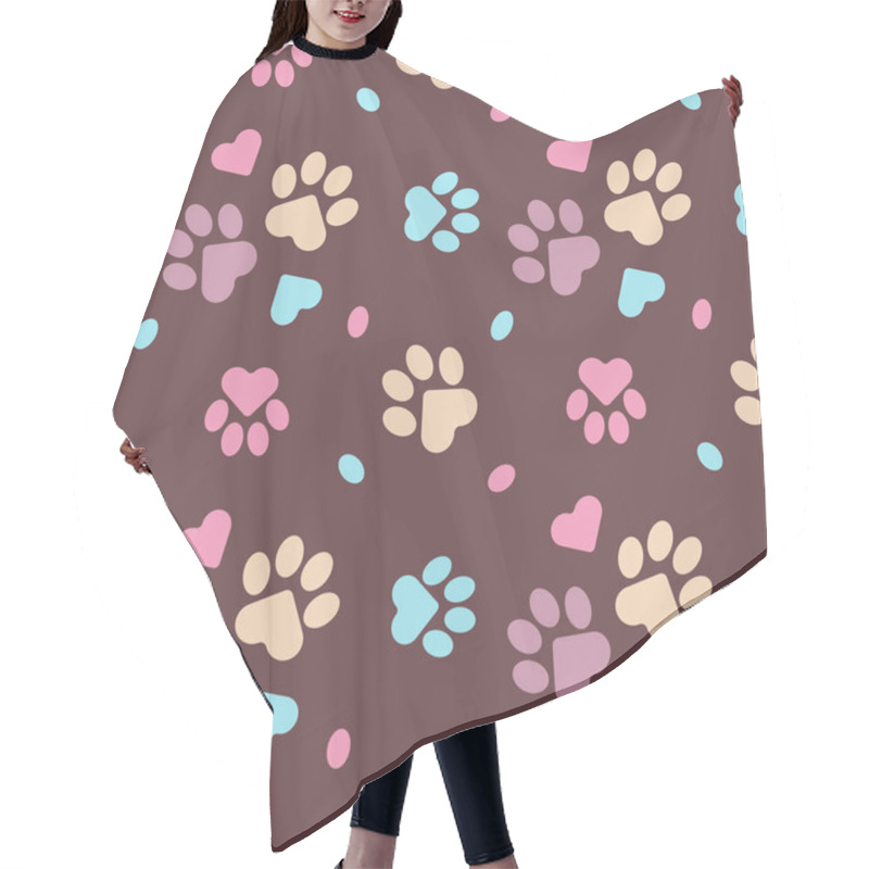 Personality  Paws Of A Cat, Dog, Puppy. Seamless Pink Animal Footprint Pattern For Bedding, Fabrics, Backgrounds, Websites, Postcards, Baby Prints, Wrapping Paper. Hair Cutting Cape