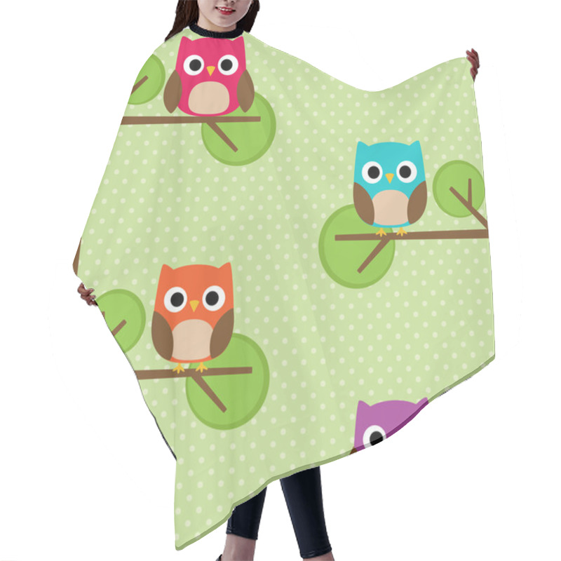 Personality  Seamless Vector Pattern With Owls Hair Cutting Cape