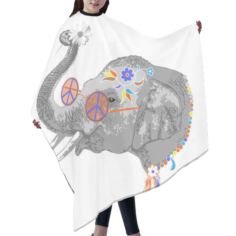 Personality  Hippie Elephant Portrait Hair Cutting Cape