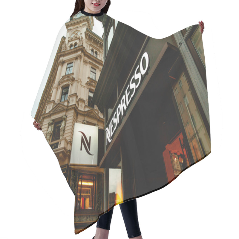 Personality  Nespresso Store Logo On A Shopping Street In Vienna, Austria Hair Cutting Cape