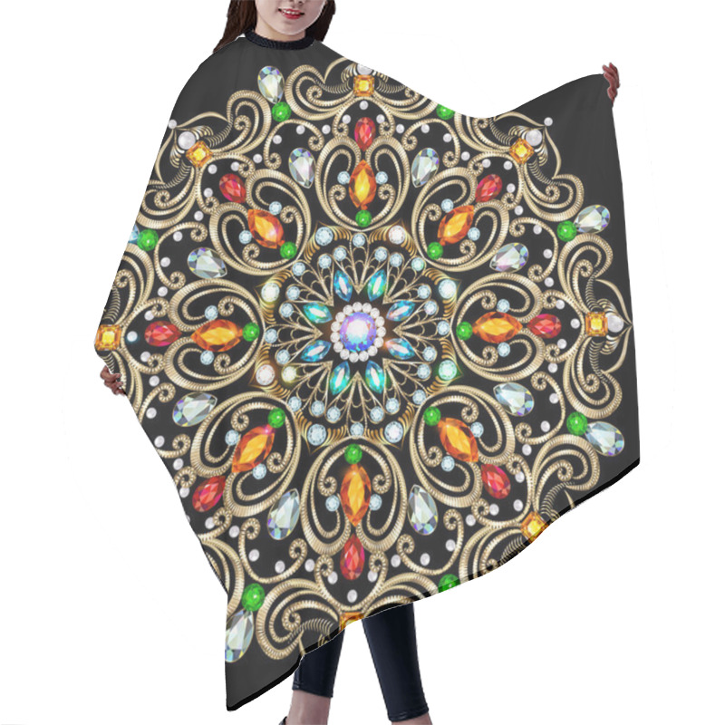 Personality  Illustration Background Circular Ornaments Of Precious Stones Hair Cutting Cape