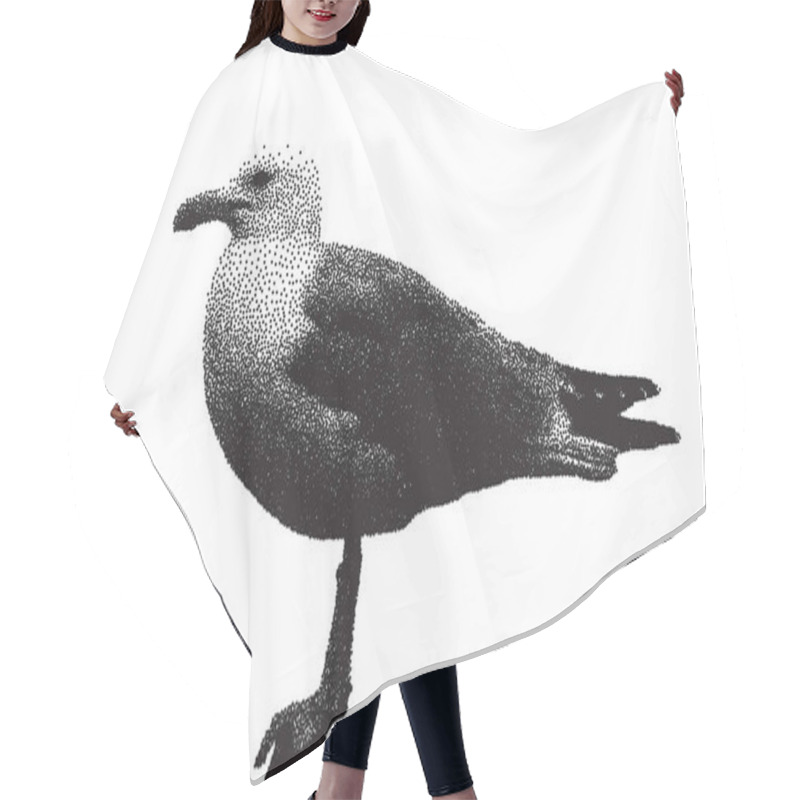 Personality  Stippling Dotted Cutout Seagull For Trendy Y2k Retro Collages. Vector Photocopy Effect Textured Bird Hair Cutting Cape