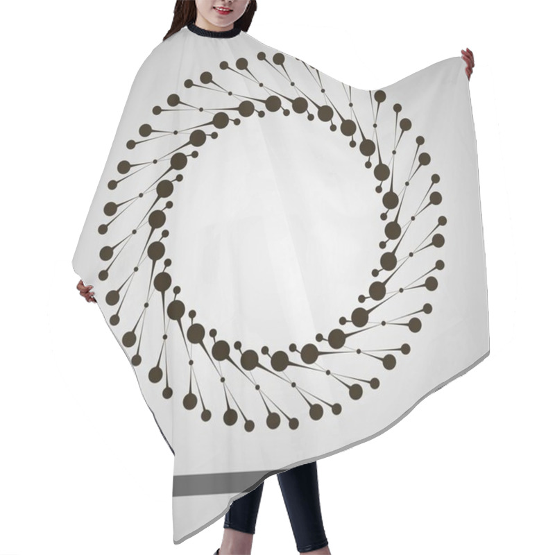 Personality  Design Of Spiral Lines And Dots. Abstract Monochrome Round Background. Vector Illustration Without Gradient. Hair Cutting Cape