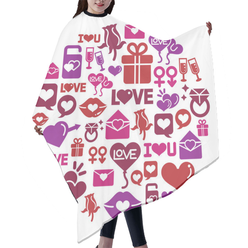 Personality  Valentines And Love Icons In Circle Shape Hair Cutting Cape