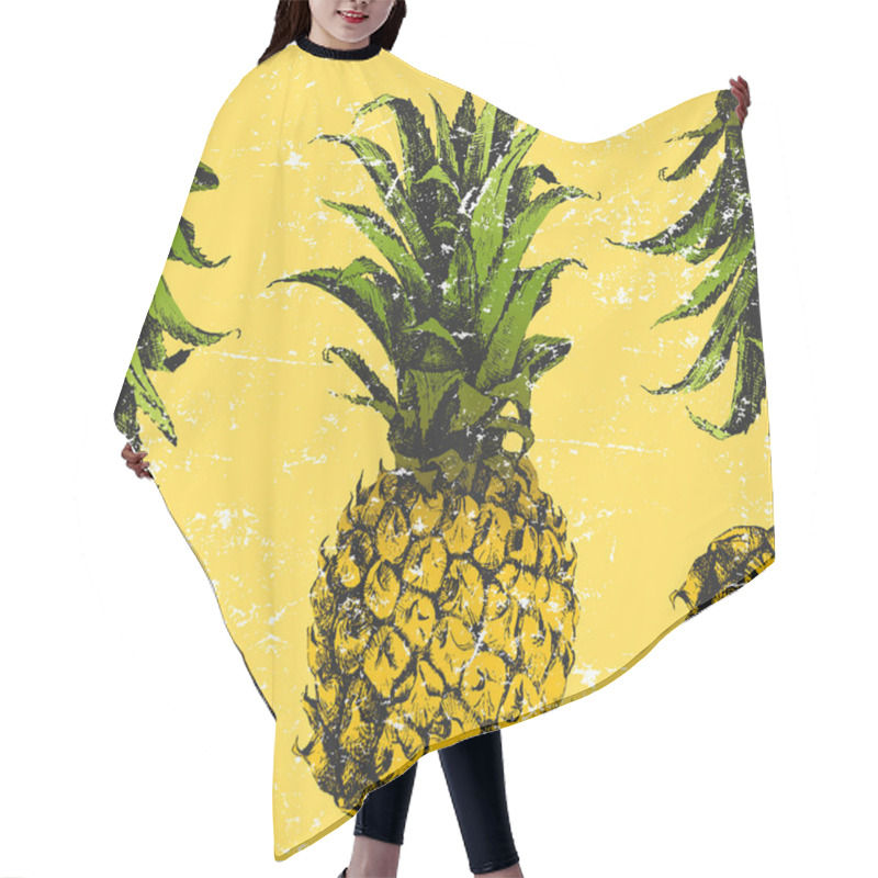 Personality  Hand Drawn Pineapple Seamless Hair Cutting Cape