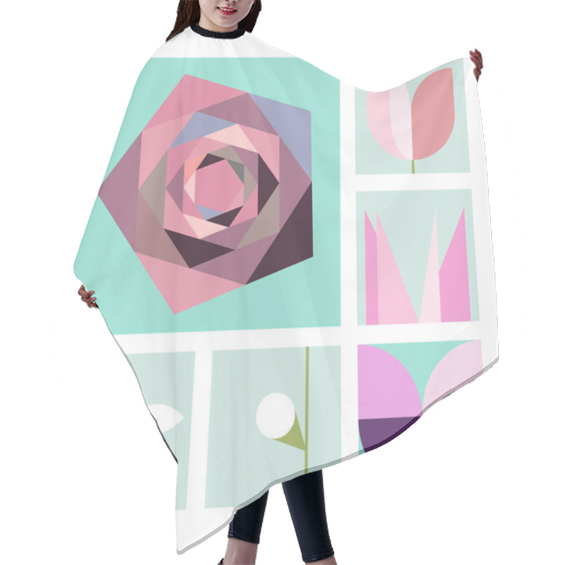 Personality  Vector Ultra Minimalistic Illustrations United By Spring Theme. Very Stylized Image Of Nature In Spring. Can Be Used As Web Design Elements, For Cards, Wedding Invitations, Flyers And Other Products. Hair Cutting Cape