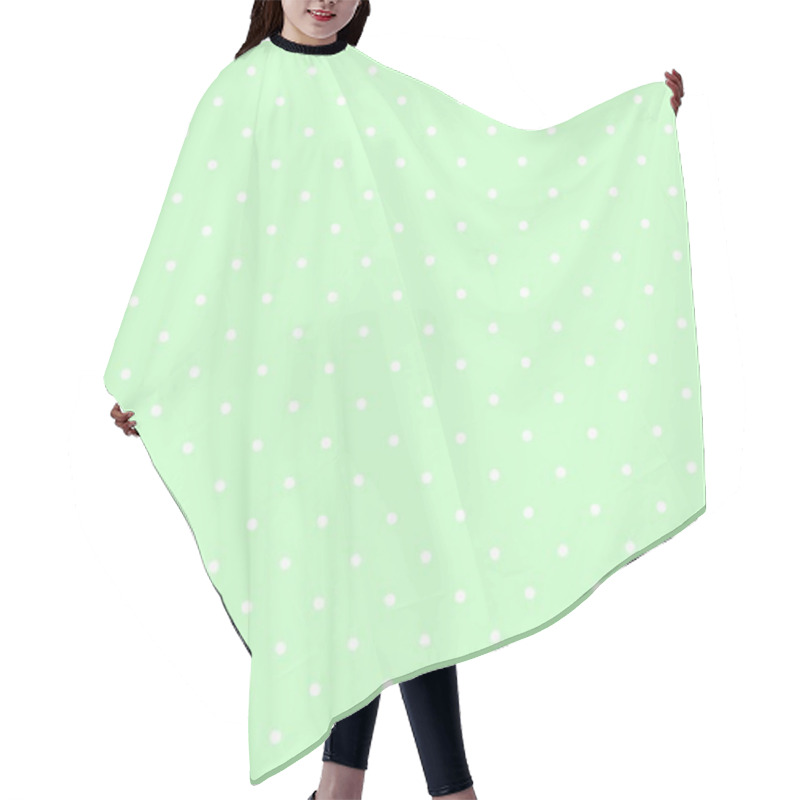 Personality  Seamless Neon Mint Green Vector Pattern With White Polka Dots. Hair Cutting Cape