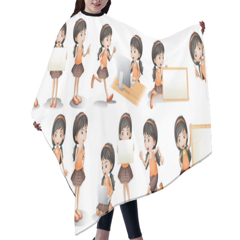 Personality  Girl And Sign Hair Cutting Cape