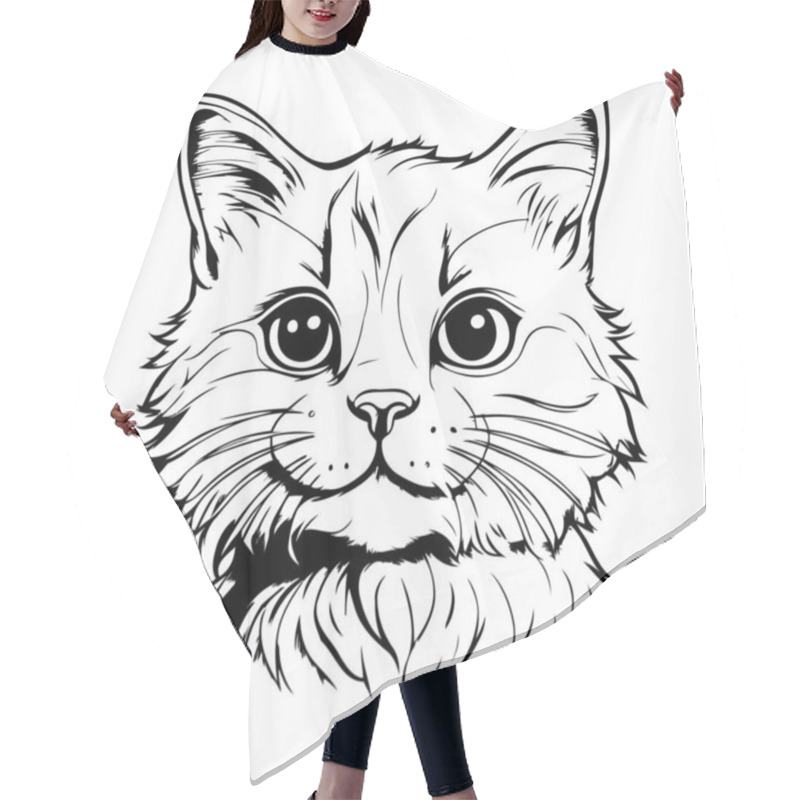 Personality  Portrait Of A Cat. Vector Illustration On A White Background. Hair Cutting Cape