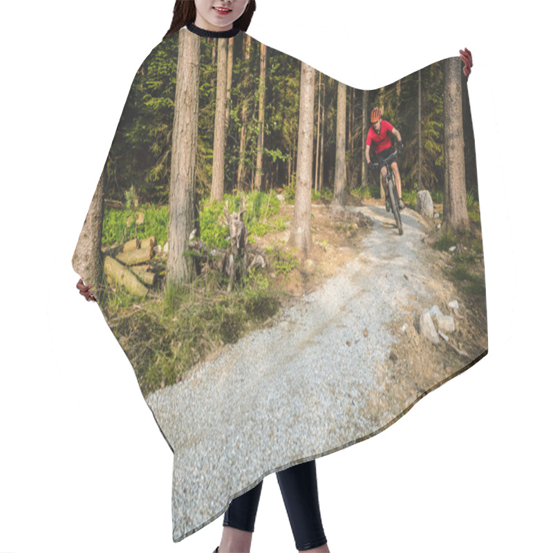 Personality  Mountain Biker Riding Cycling In Summer Forest Hair Cutting Cape