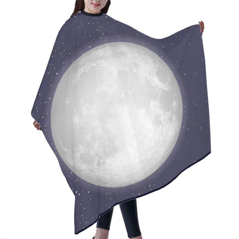 Personality  Realistic Full Moon Isolated. Shiny On Dark Blue Space Backgroun Hair Cutting Cape