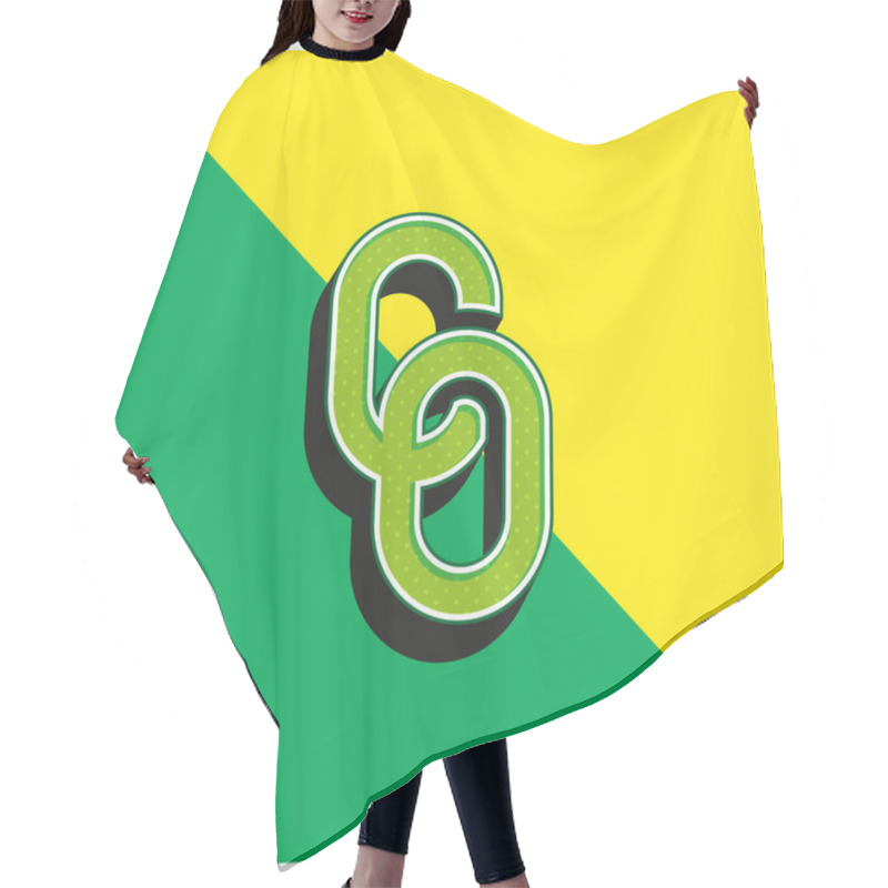 Personality  Big Chain Green And Yellow Modern 3d Vector Icon Logo Hair Cutting Cape