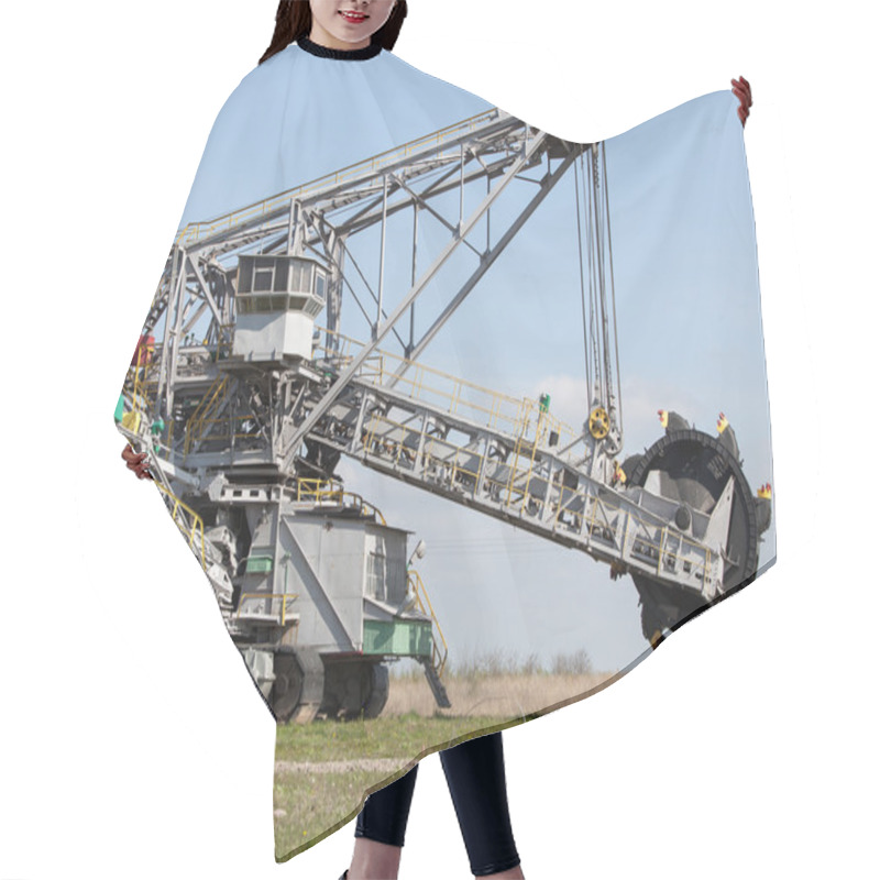 Personality  Opencast Brown Coal Mine. Bucket Wheel Excavator. Hair Cutting Cape