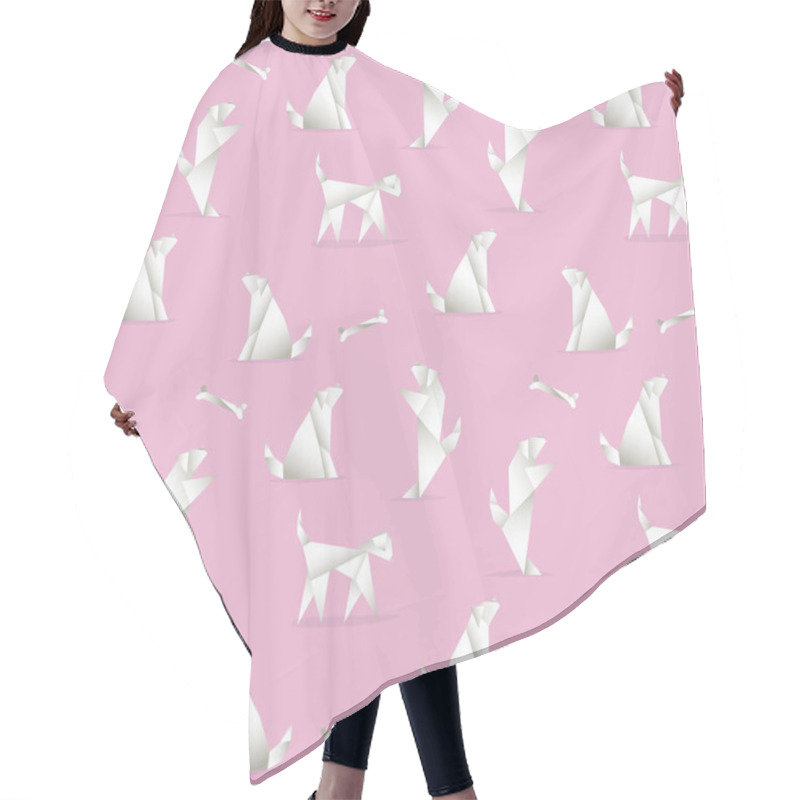 Personality  Seamless Pattern With Dogs, Made In The Style Of Origami. Hair Cutting Cape