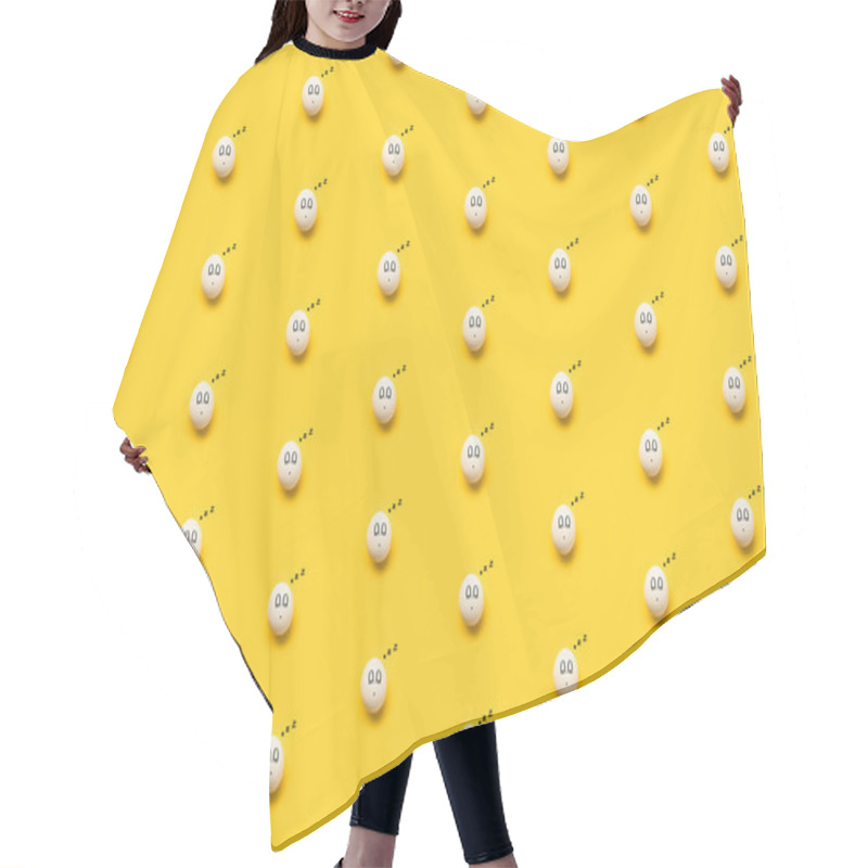 Personality  Painted Chicken Eggs With Sleeping Emoji  Hair Cutting Cape