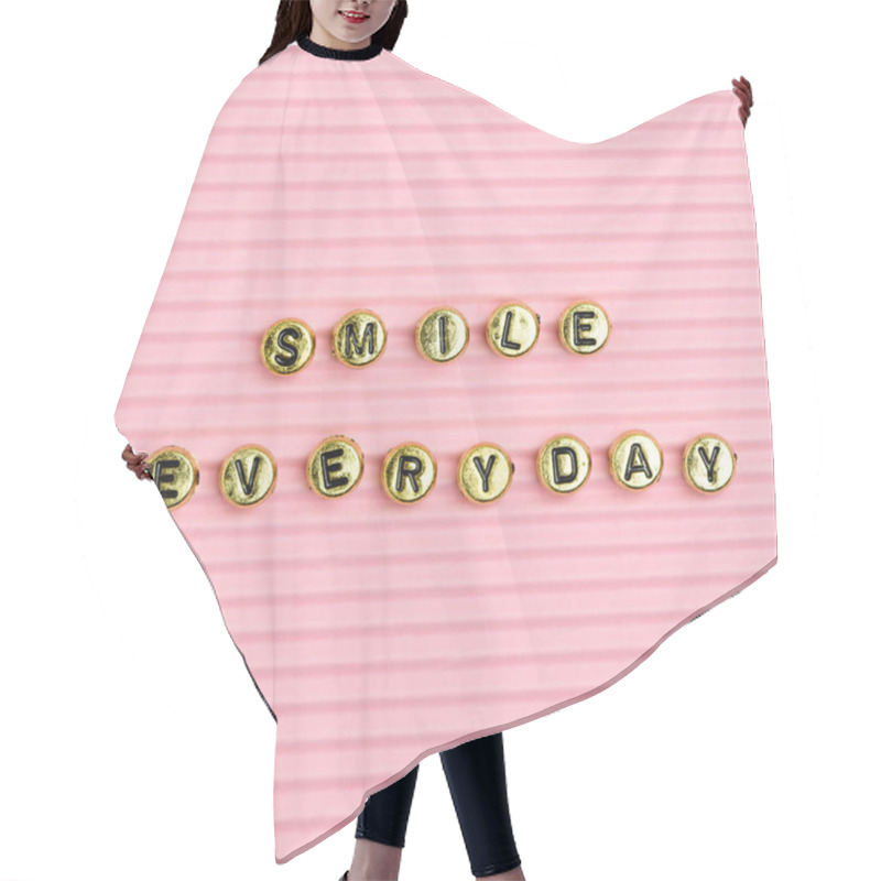 Personality  SMILE EVERYDAY Beads Text Typography Hair Cutting Cape