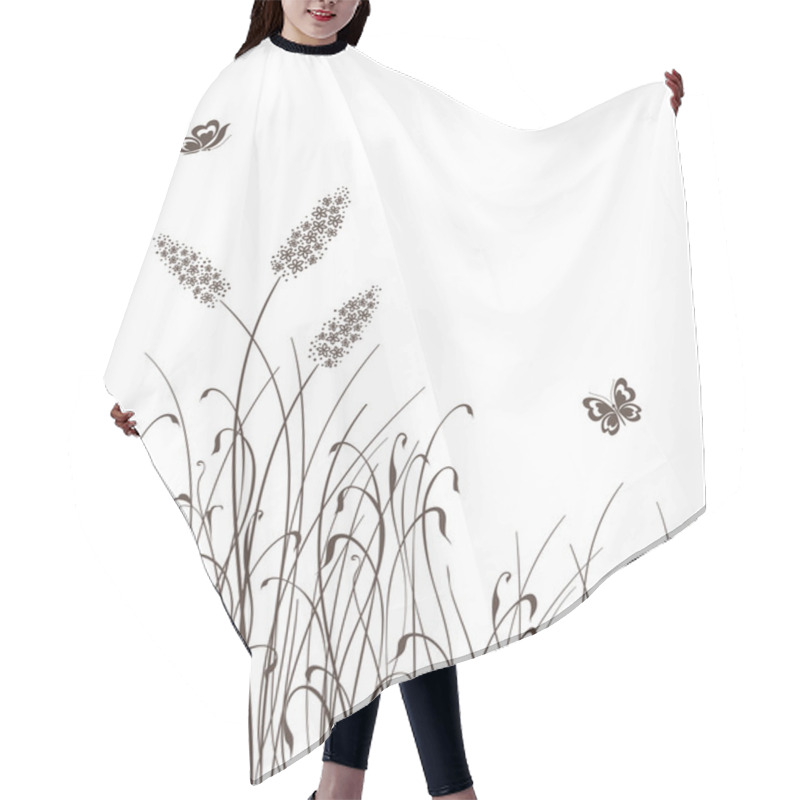 Personality  Vector Grass Silhouettes Background Hair Cutting Cape