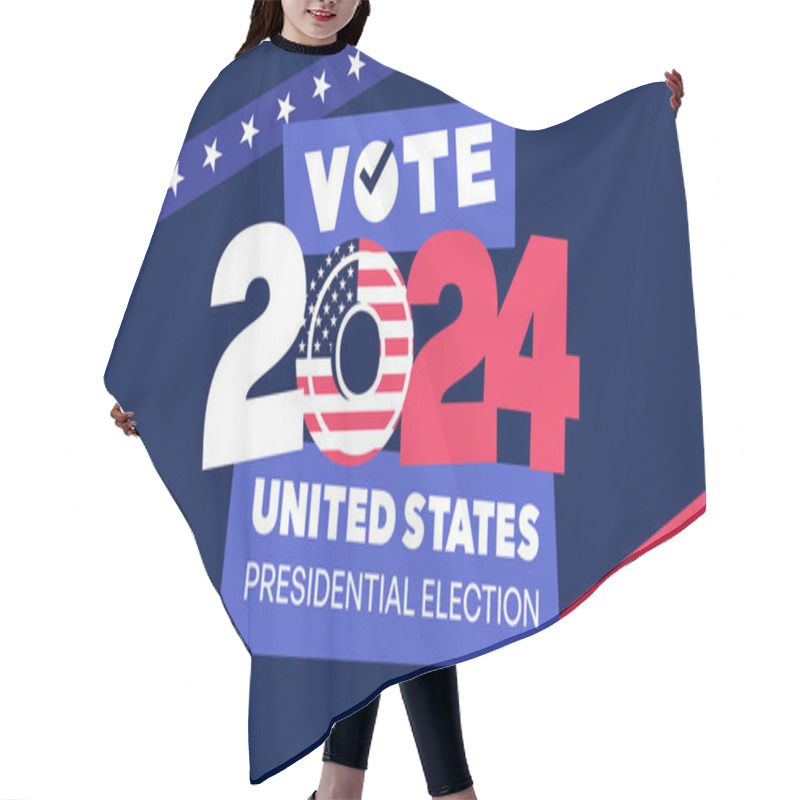 Personality  Presidential Election Poster With American Flag Vector Illustration Hair Cutting Cape