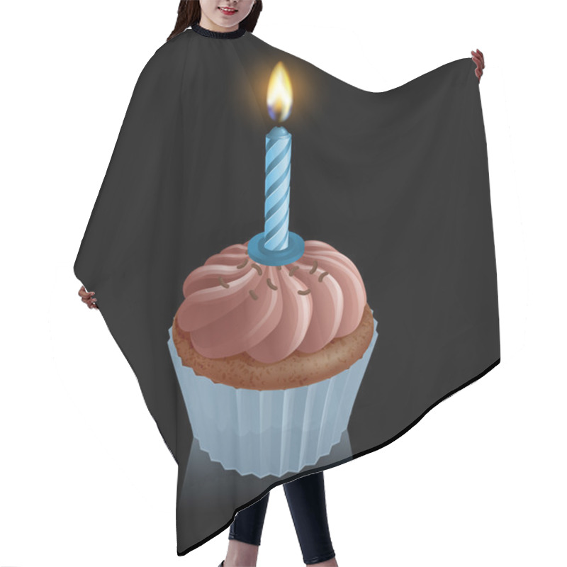 Personality  Chocolate Fairy Cake Cupcake With Birthday Candle Hair Cutting Cape