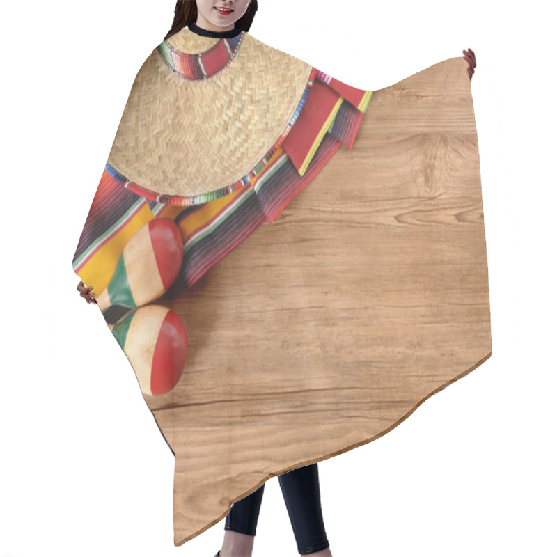 Personality  Mexican Sombreros And Blankets On Pine Wood Floor Hair Cutting Cape