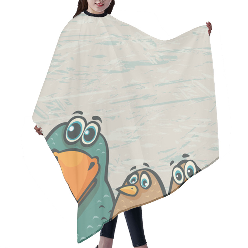 Personality   Cartoon Birds - Funny Crow And Sparrows Hair Cutting Cape