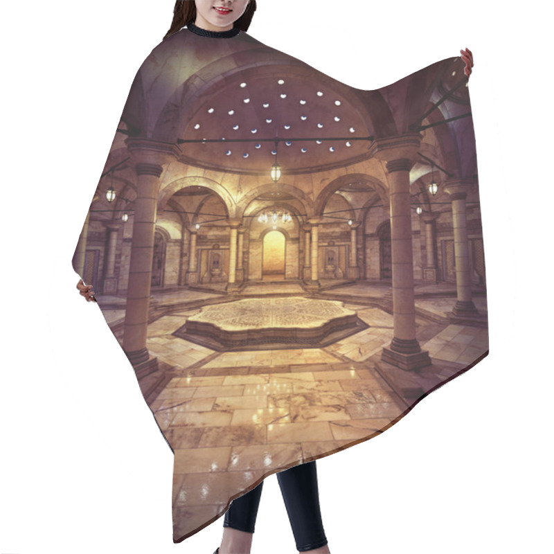 Personality  Fantasy Middle Eastern Hammam, CGI Hair Cutting Cape