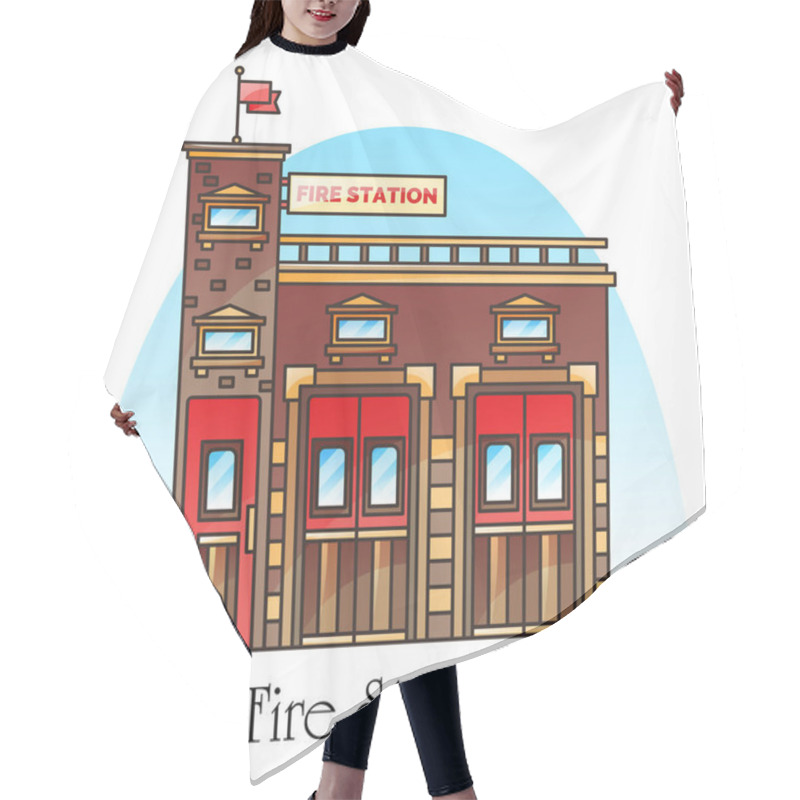 Personality  Building For Fireman, Fire Station Facade Hair Cutting Cape