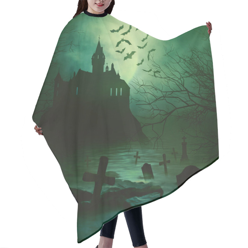 Personality  Spoody Castle With Graveyard Down Below Hair Cutting Cape