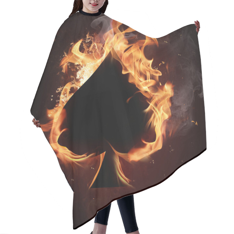 Personality  Card Symbol In Fire Hair Cutting Cape