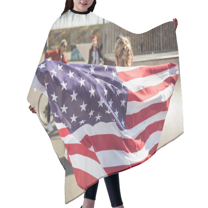 Personality  Girl With American Flag  Hair Cutting Cape