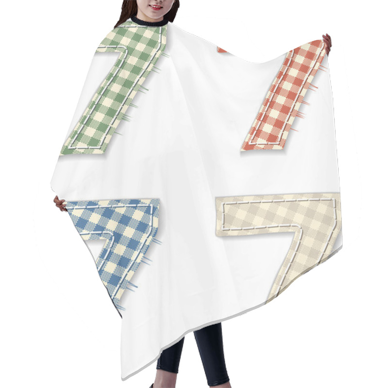 Personality  Checkered Linen Fabric Numbers 7 Hair Cutting Cape