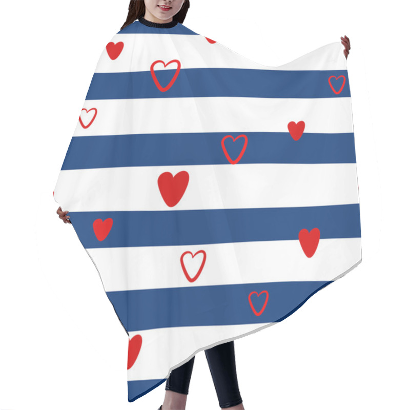 Personality  Seamless Pattern With Hearts On A Striped Background Hair Cutting Cape