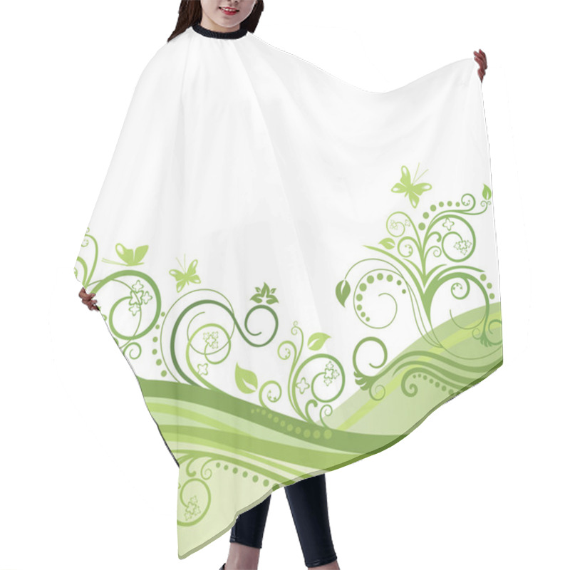 Personality  Green Spring Field, Flowers And Butterflies Hair Cutting Cape